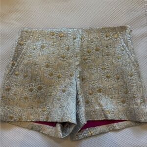 Trina Turk Gold and Silver High Waist Shorts